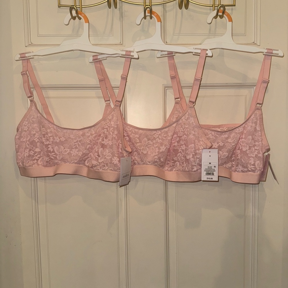 Bundle of 3 Auden Lace Bralettes in Pink